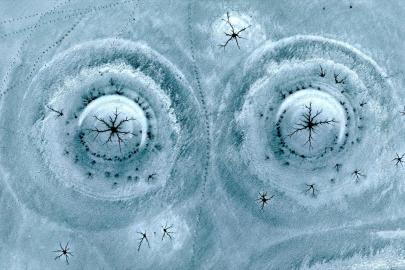 Gümüşören Barajı’nda doğanın sanatı: Göz bebeğini andıran buz desenleri