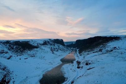 Kar altındaki Akyaka Kanyonu havadan görüntülendi